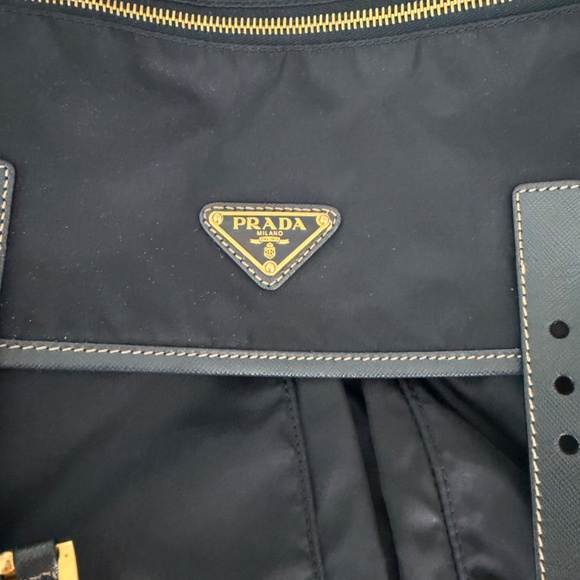 Made in Italy Prada Shoulder and Crossbody Bag Nylon Blue Gold Hardware - Picture 3 of 5